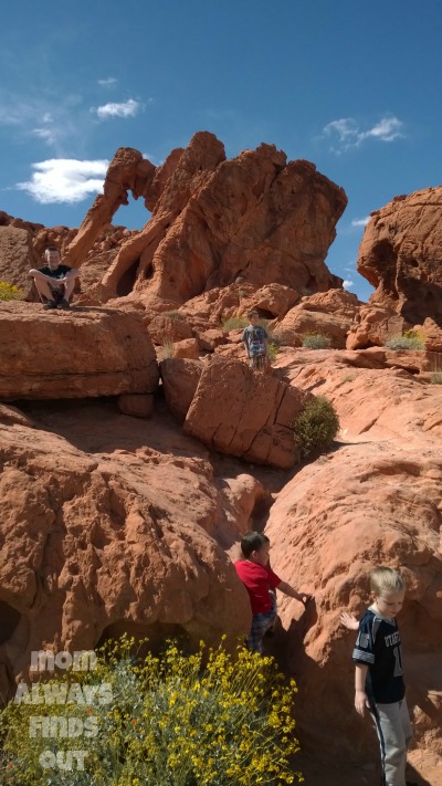 boys climbing rock
