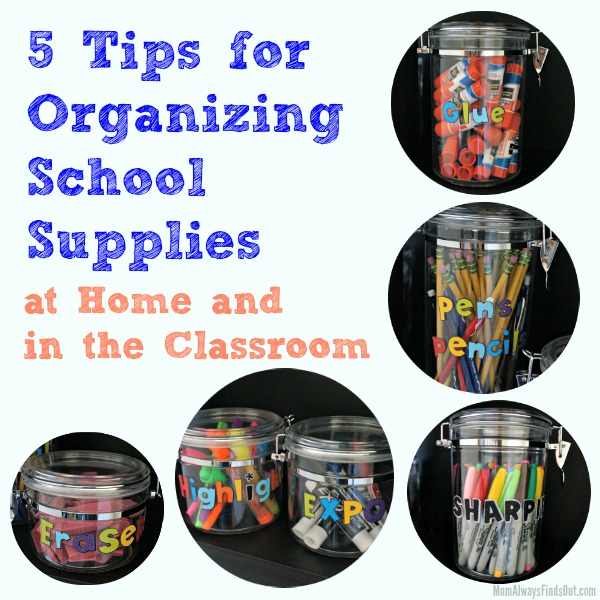 organization tips school supplies
