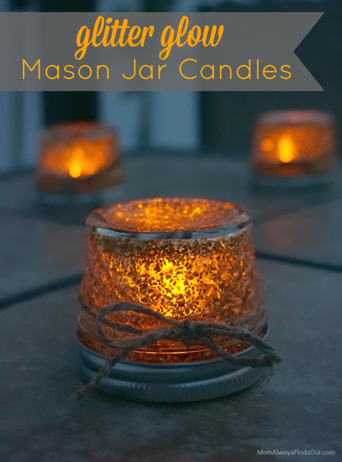 glitter mason jar candles