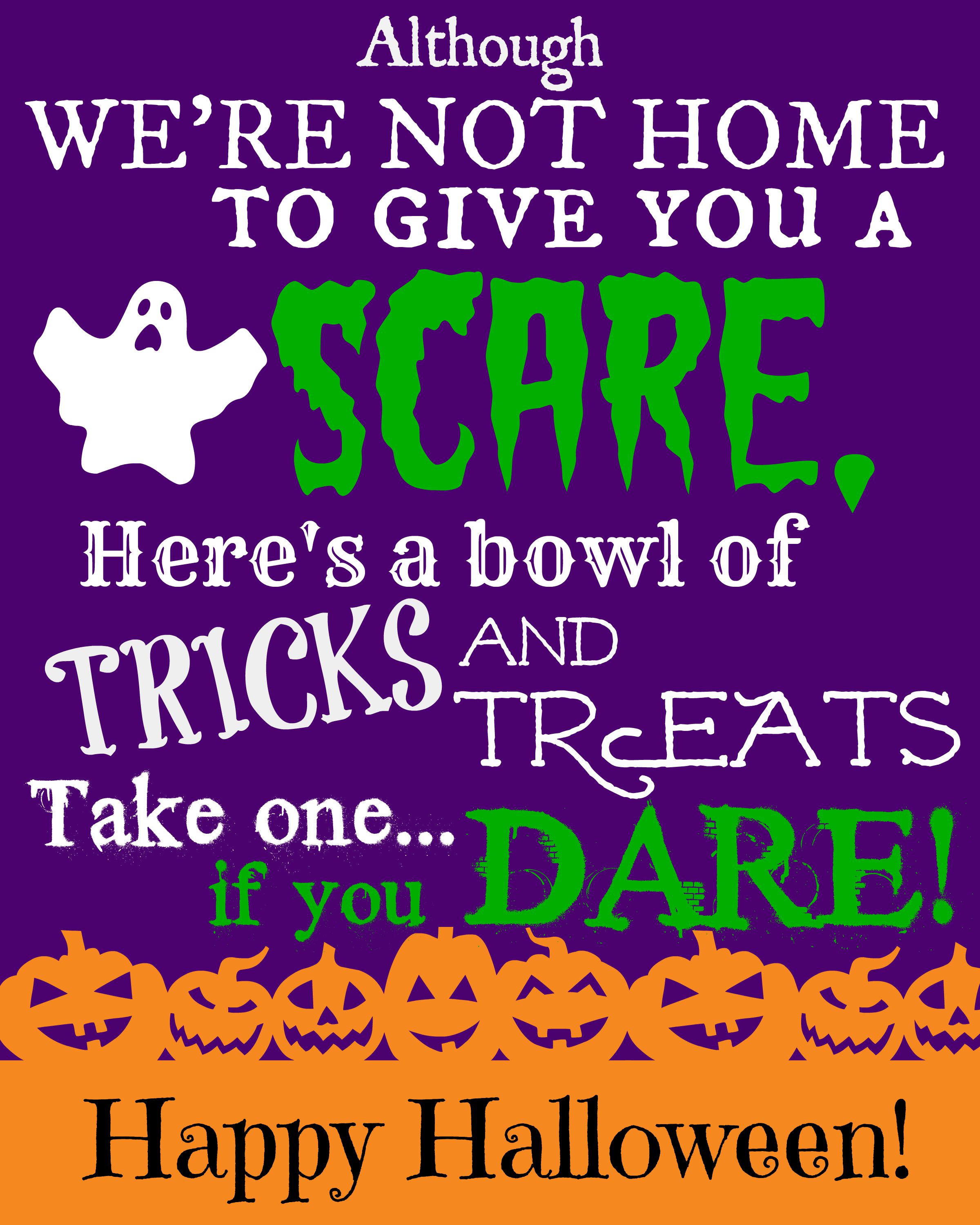 Free Printable Sign with Halloween Poem for Trick or Treaters