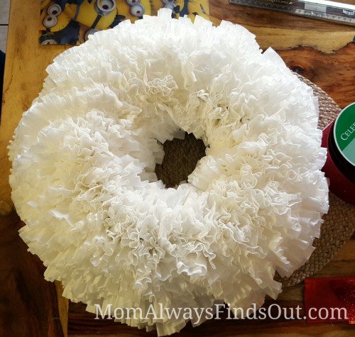 white coffee filter wreath