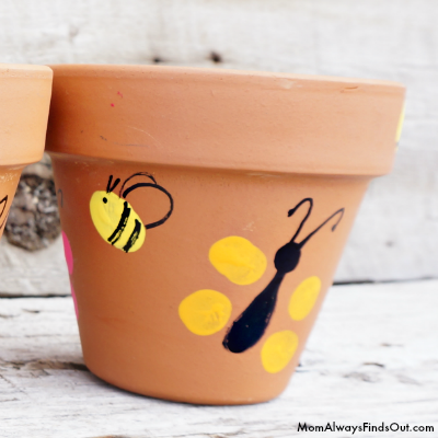 Bumble Bee pink hand painted terracotta clay plant pot