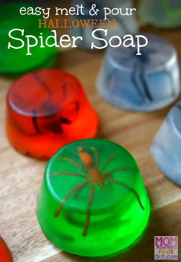 Halloween crafts - Spooky SPIDER Soap are fun non candy Halloween treats