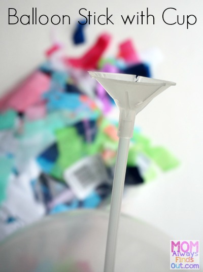 DIY Confetti Balloons on Balloon Sticks - Party Balloon Decorations - Directions by @momfindsout
