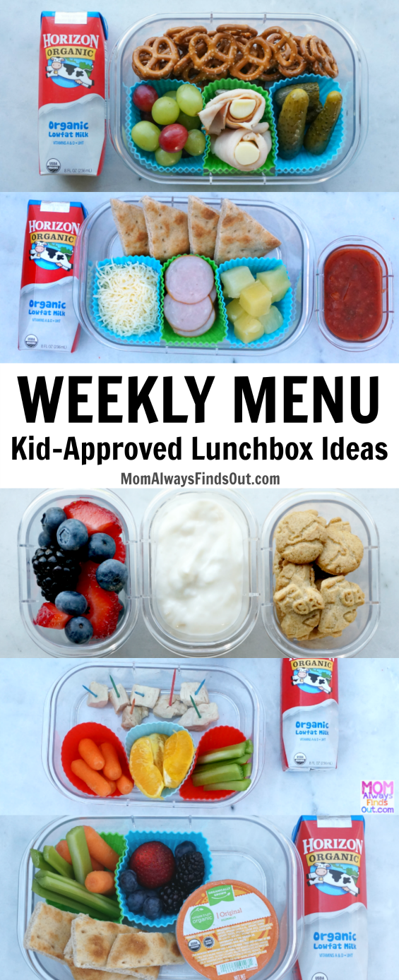 A one week meal plan for kid-approved school lunch Ideas with Horizon Organic