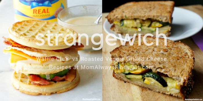 Sandwich Recipes - Waffle Club and Roasted Veggie Grilled Cheese Strangewich