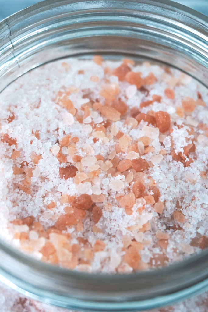 DIY Spa Day Bath Soak with pink salt and epsom salt