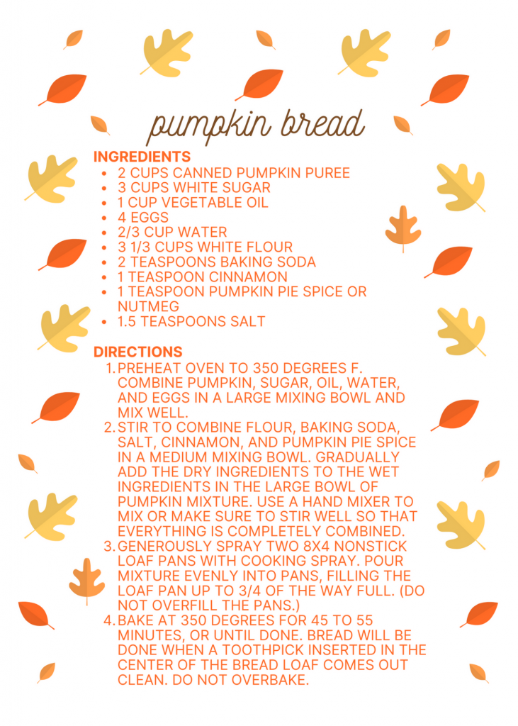 Free printable pumpkin bread recipe card at Mom Always Finds Out. 