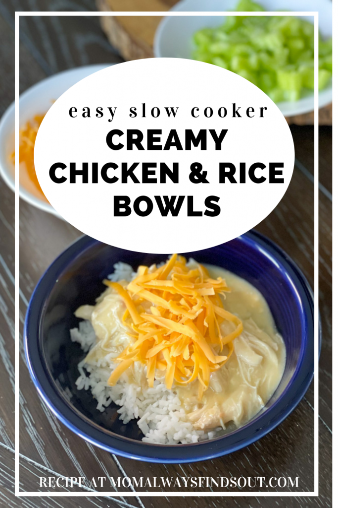 Creamy chicken and Rice bowls recipe at @momfindsout - Hawaiian Haystack Recipe - Crockpot chicken recipe