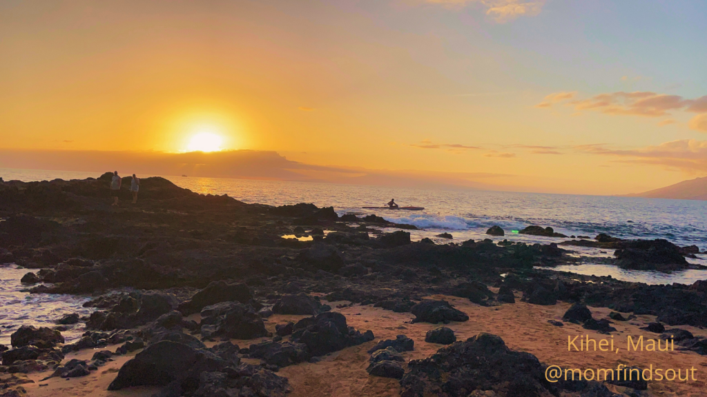 Kihei Maui Sunset at Kamaole Beach - Mom Always Finds Out Hawaii Travel Family Vacation Ideas